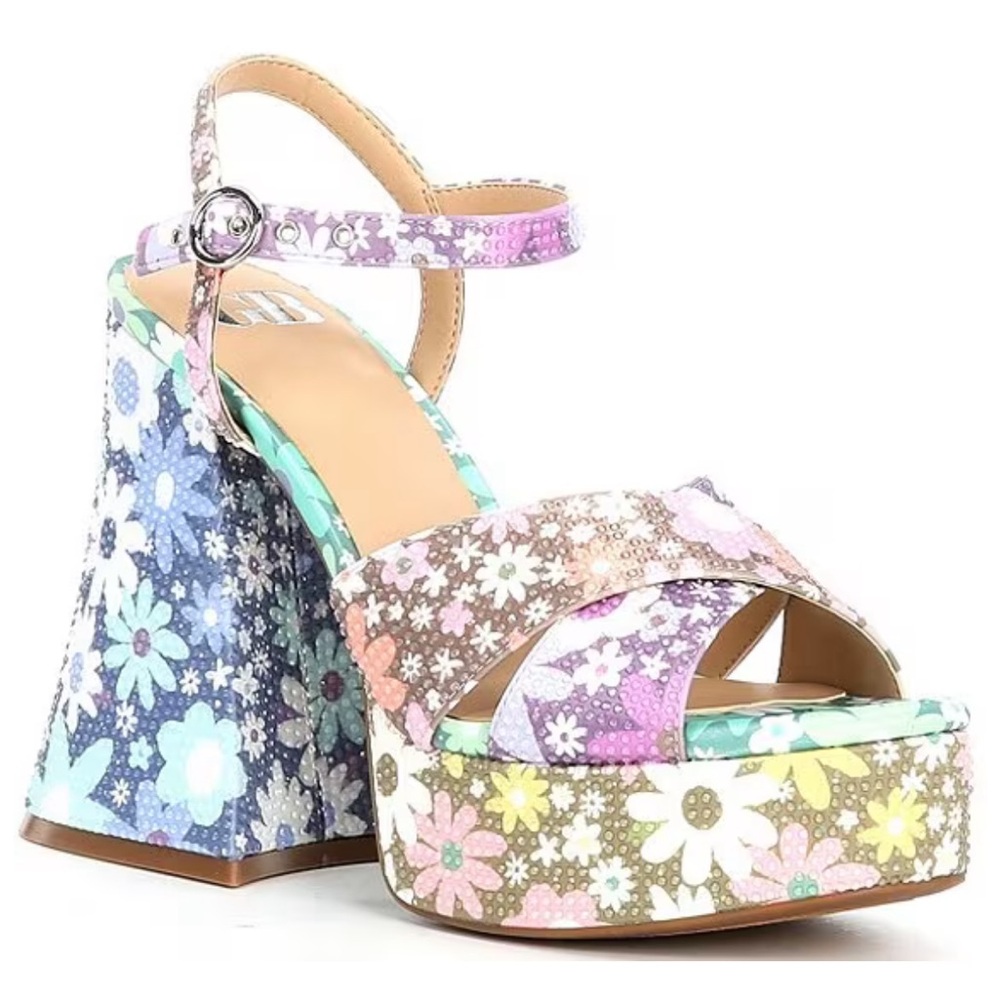 GB Ulti-Mate Floral Rhinestone Platform Sandals